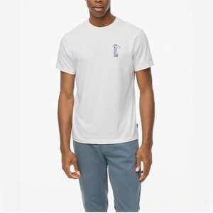 NWT J crew blue golfer graphic white tee Sz M tiny pallet dust mark to clean
